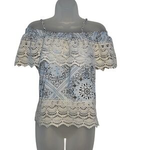 No Boundaries Lace Trim Off-Shoulder Top